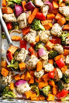 Garlic Herb Chicken & Sweet Potato Sheet Pan Meal Prep