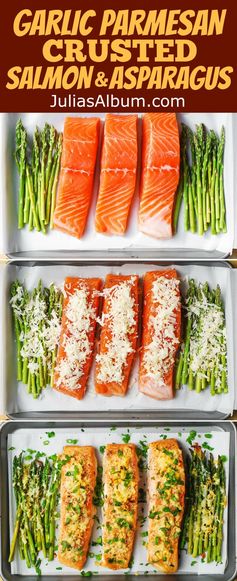 Garlic Parmesan Crusted Salmon and Asparagus