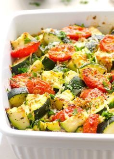 Garlic Parmesan Zucchini and Tomato Bake