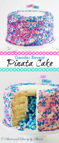 Gender Reveal Piñata Cake