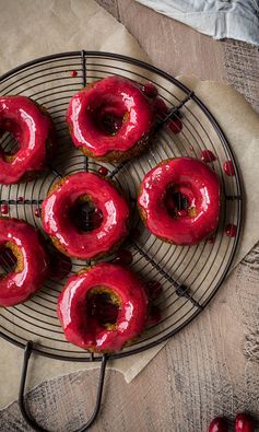 Gingerbread Cake Donuts with Cranberry Glaze (Gluten-Free, Vegan