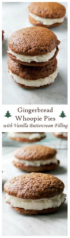 Gingerbread Whoopie Pies with Vanilla Buttercream Filling