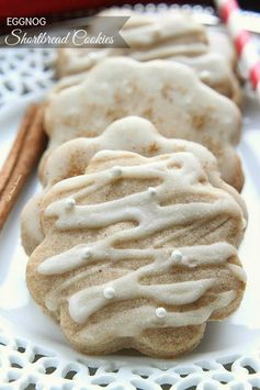 Glazed Eggnog Shortbread Cookies