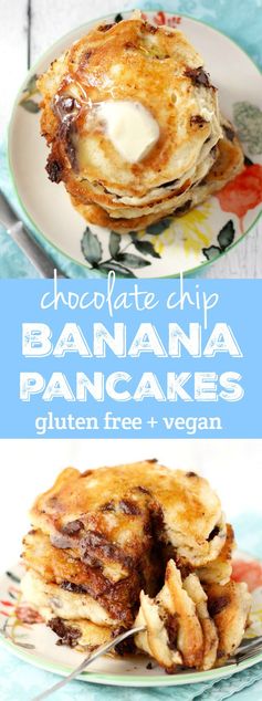 Gluten Free and Vegan Chocolate Chip Banana Pancakes