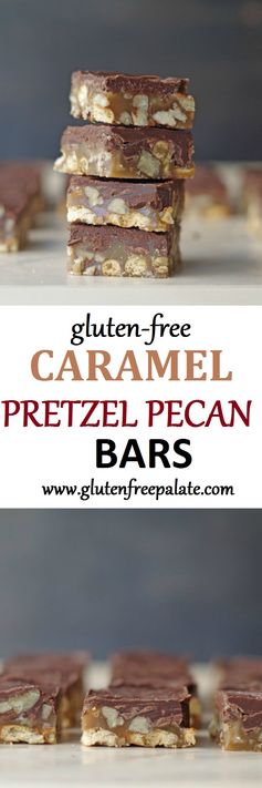 Gluten-Free Caramel Pretzel Pecan Bars (5 Ingredients