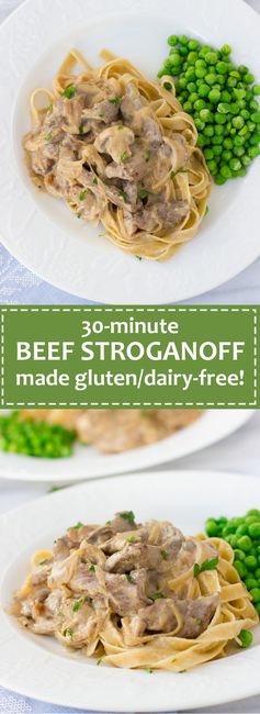 Gluten-Free, Dairy-Free 30-Minute Beef Stroganoff