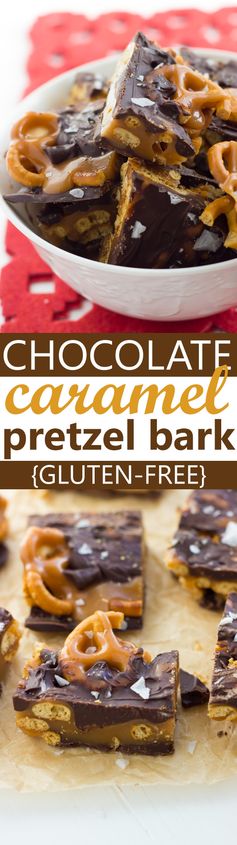 Gluten-Free Dark Chocolate Sea Salt Caramel Pretzel Bark (Snappers Knock-Off