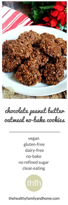 Gluten-Free Vegan Chocolate Peanut Butter Oatmeal No-Bake Cookies (Vegan, Gluten-Free, Dairy-Free, No Refined Sugar