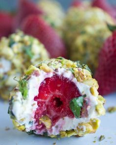 Goat Cheese Pistachio Coated Strawberries