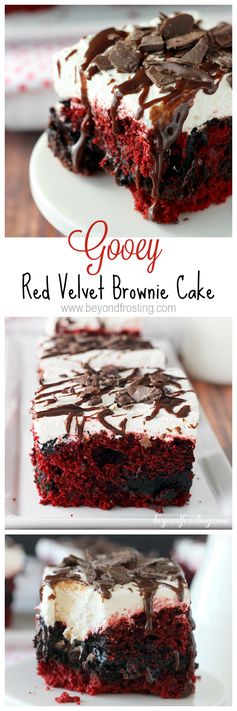 Gooey Red Velvet Brownie Cake