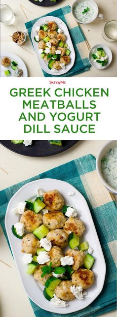 Greek Chicken Meatballs and Yogurt Dill Sauce