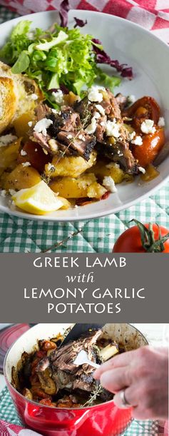 Greek lamb with lemony garlic potatoes (lamb kleftiko