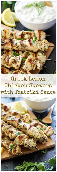 Greek Lemon Chicken Skewers with Tzatziki Sauce