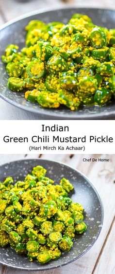 Green Chilli Pickle with Mustard | Hari Mirch Ka Achaar