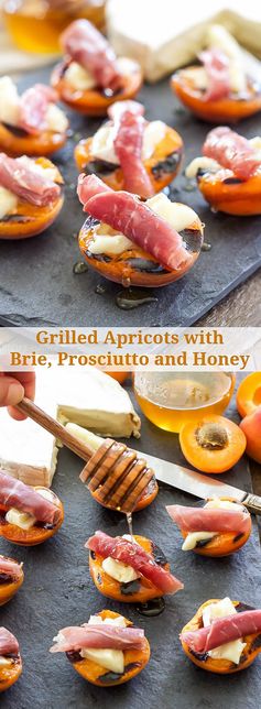 Grilled Apricots with Brie, Prosciutto and Honey