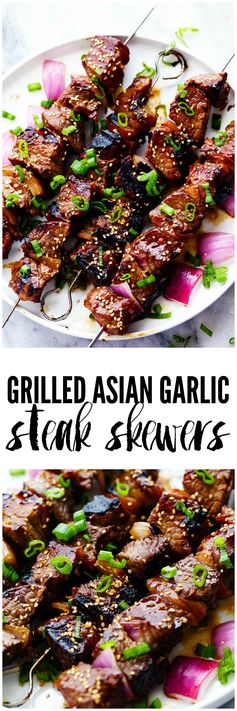 Grilled Asian Garlic Steak Skewers