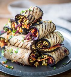 Grilled aubergine rolls