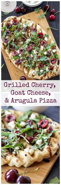 Grilled Cherry, Goat Cheese, and Arugula Pizza