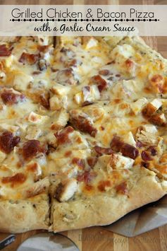 Grilled Chicken & Bacon Pizza with a Garlic Cream Sauce