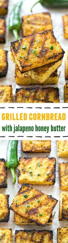 Grilled Cornbread with Jalapeno Honey Butter