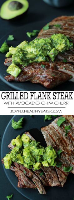 Grilled Flank Steak with Avocado Chimichurri