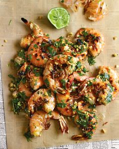 Grilled Shrimp with Cilantro, Lime, and Peanuts