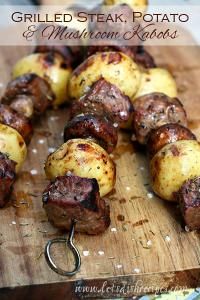 Grilled Steak, Potato & Mushroom Kabobs