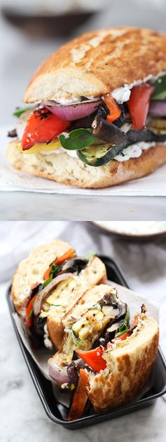 Grilled Vegetable Sandwich with Herbed Ricotta