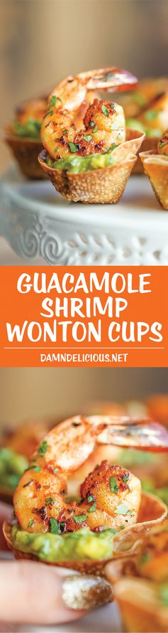 Guacamole Shrimp Wonton Cups