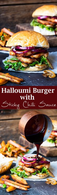 Halloumi Burgers with Sticky Chilli Sauce