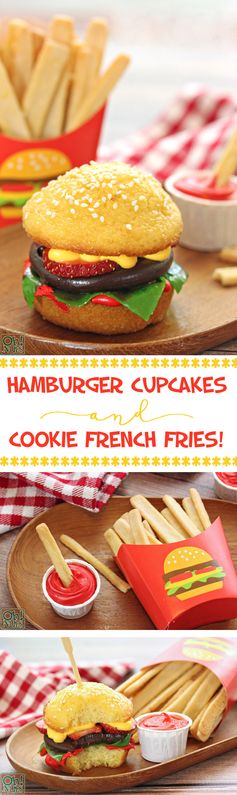 Hamburger Cupcakes and Cookie French Fries