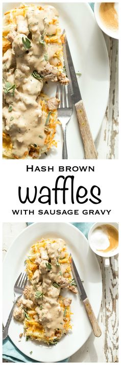 Hash Brown Waffles with Rosemary Sage Sausage Gravy