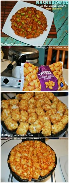 Hash Browns in the Waffle Maker from tater tots! (Plus a healthier option!