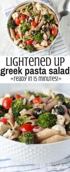Healthier Greek Pasta Salad (21 Day Fix Friendly