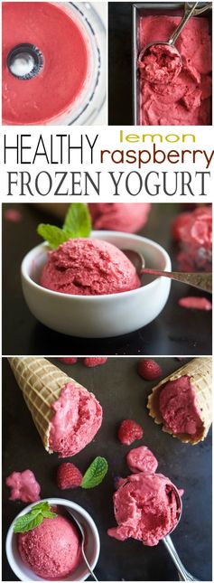 Healthy Lemon Raspberry Frozen Yogurt