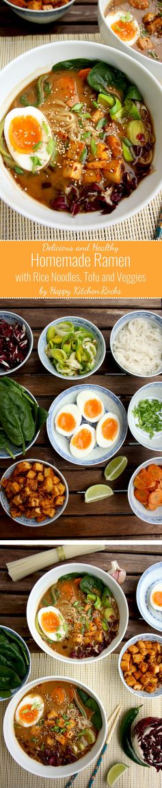 Healthy Ramen with Rice Noodles, Tofu and Veggies