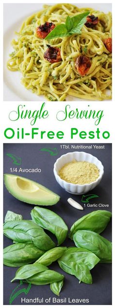 Healthy Single Serving Oil-Free Pesto Sauce