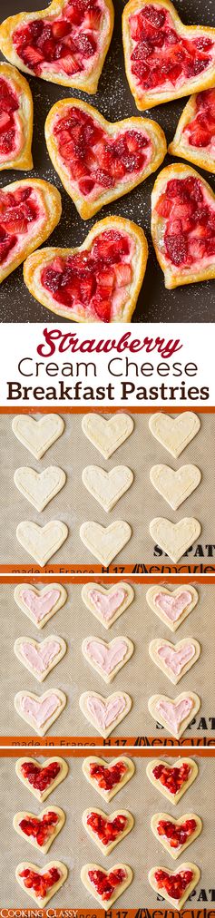 Heart-Shaped Strawberry Cream Cheese Breakfast Pastries