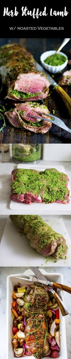 Herb Stuffed Leg of Lamb with Mint Gremolata