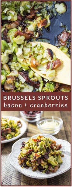 Holiday brussels sprouts with bacon and cranberries