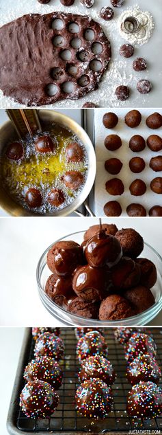 Homemade Glazed Chocolate Doughnut Holes