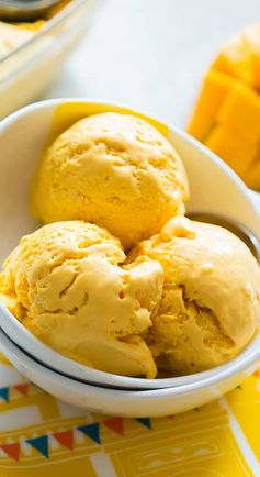 Homemade Mango Cheesecake Ice Cream