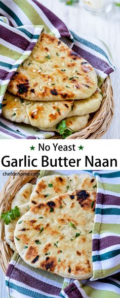 Homemade No Yeast Garlic Butter Naan