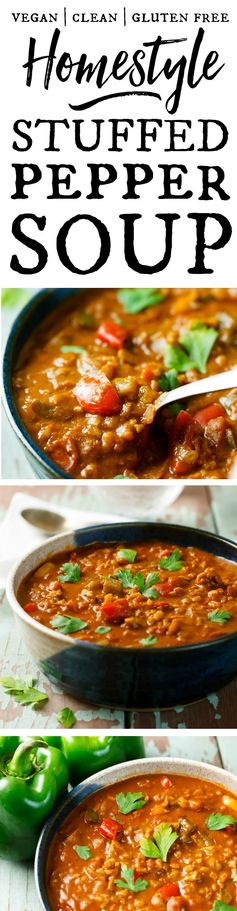 Homestyle Stuffed Pepper Soup – Vegan, Clean and Gluten Free