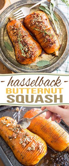 Honey Glazed Hasselback Butternut Squash