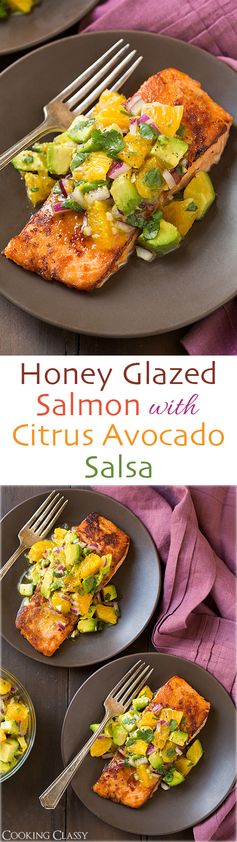 Honey Glazed Salmon with Citrus Avocado Salsa