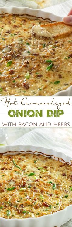 Hot and Cheesy Caramelized Onion Dip