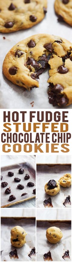 Hot Fudge Stuffed Chocolate Chip Cookies