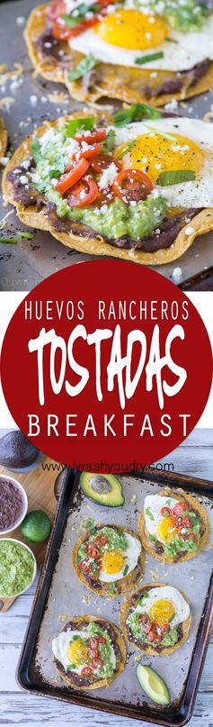 Huevos Rancheros Breakfast Tostadas with Avocado Salsa Verde