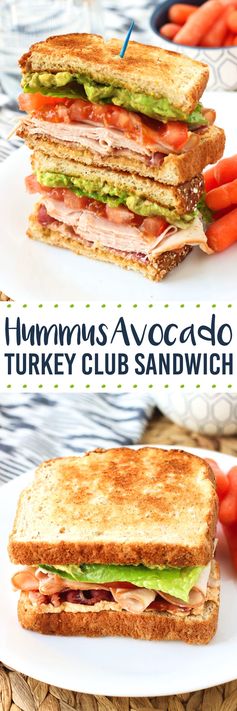 Hummus Avocado Turkey Club Sandwich